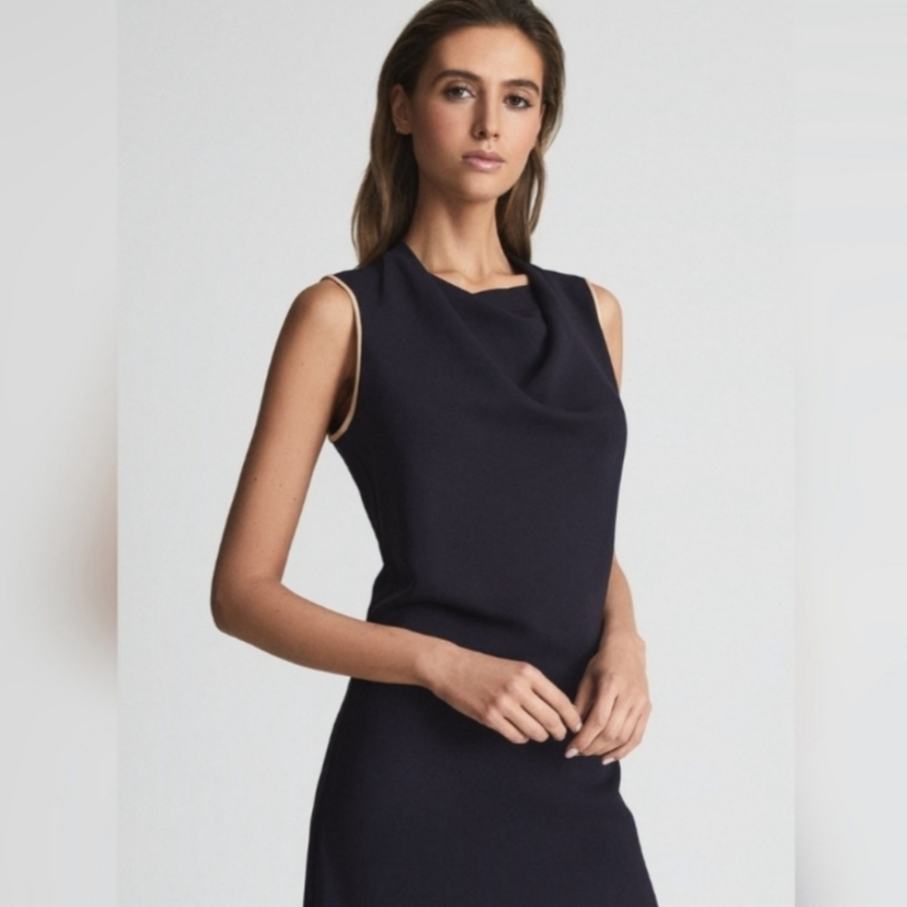 Reiss Navy Gianna bodycon Midi dress